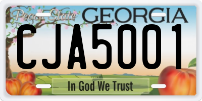 GA license plate CJA5001