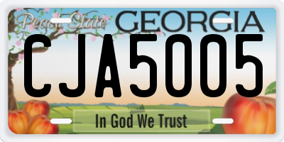 GA license plate CJA5005