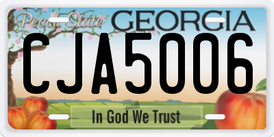 GA license plate CJA5006