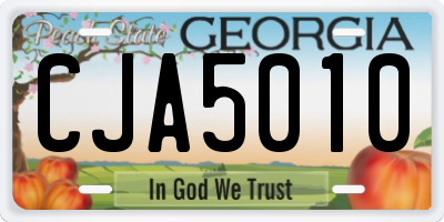 GA license plate CJA5010