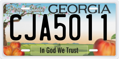 GA license plate CJA5011