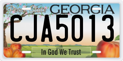 GA license plate CJA5013