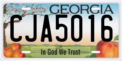 GA license plate CJA5016