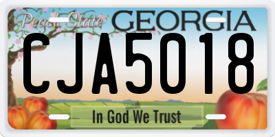 GA license plate CJA5018