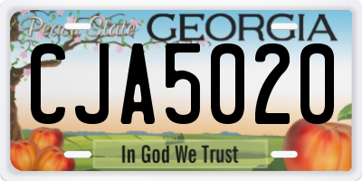 GA license plate CJA5020