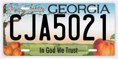 GA license plate CJA5021