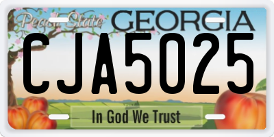 GA license plate CJA5025