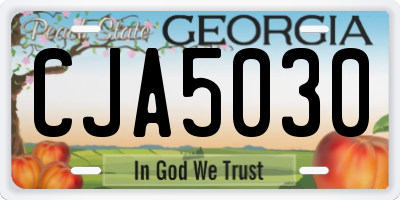 GA license plate CJA5030