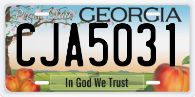 GA license plate CJA5031