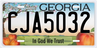 GA license plate CJA5032