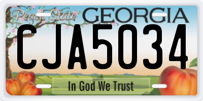 GA license plate CJA5034