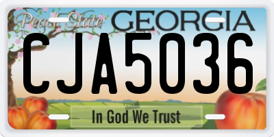 GA license plate CJA5036