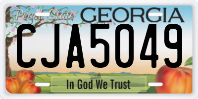 GA license plate CJA5049