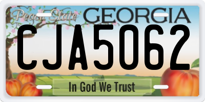 GA license plate CJA5062