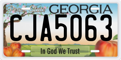 GA license plate CJA5063