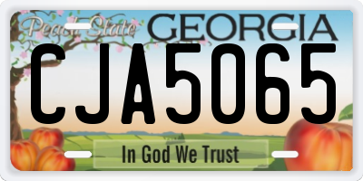 GA license plate CJA5065