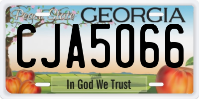 GA license plate CJA5066