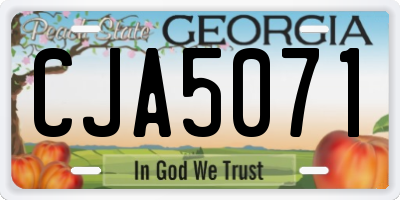 GA license plate CJA5071