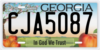 GA license plate CJA5087