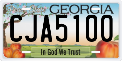 GA license plate CJA5100