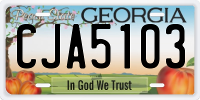 GA license plate CJA5103