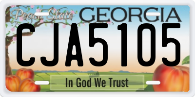 GA license plate CJA5105