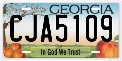 GA license plate CJA5109