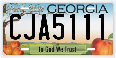 GA license plate CJA5111