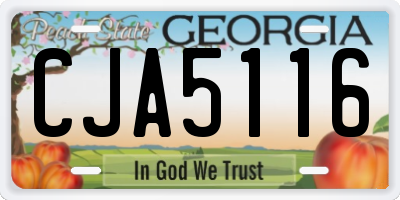 GA license plate CJA5116