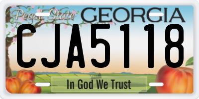 GA license plate CJA5118