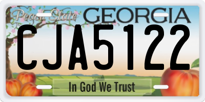 GA license plate CJA5122