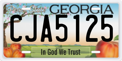 GA license plate CJA5125