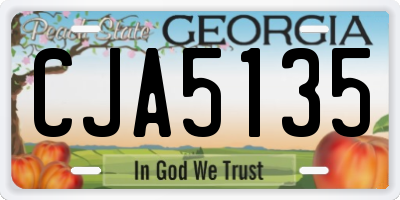 GA license plate CJA5135