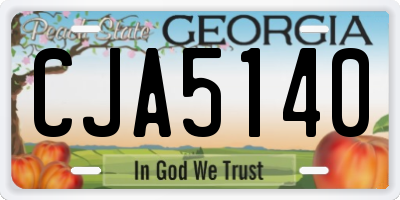 GA license plate CJA5140