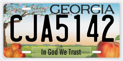 GA license plate CJA5142