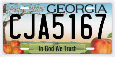 GA license plate CJA5167