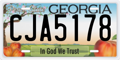 GA license plate CJA5178