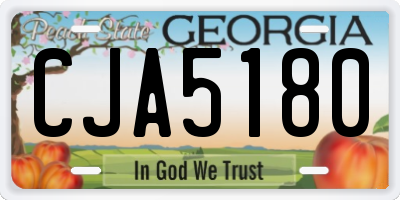 GA license plate CJA5180