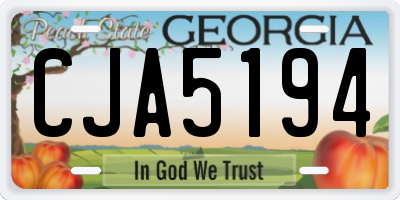 GA license plate CJA5194