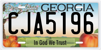 GA license plate CJA5196