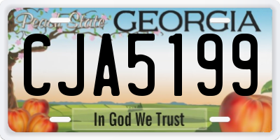 GA license plate CJA5199