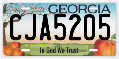 GA license plate CJA5205