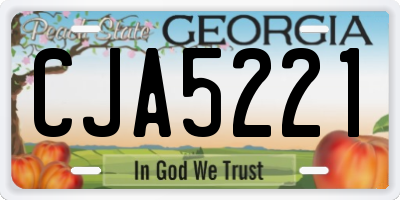 GA license plate CJA5221
