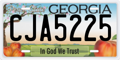 GA license plate CJA5225