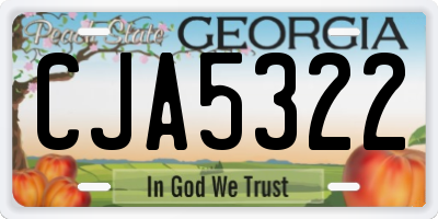 GA license plate CJA5322