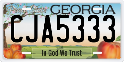 GA license plate CJA5333