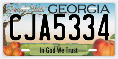 GA license plate CJA5334