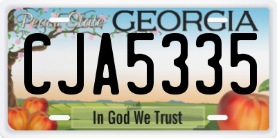 GA license plate CJA5335