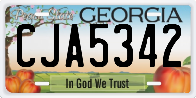 GA license plate CJA5342
