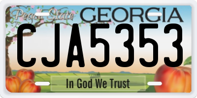 GA license plate CJA5353